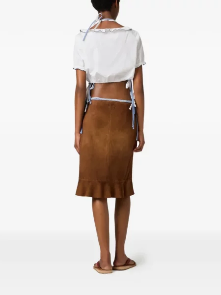 Top Miu Miu cu broderie din poplin alb