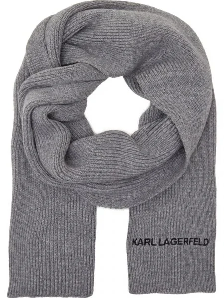Karl Lagerfeld Șal k/essential logo cu adaos de lână și cașmir gri