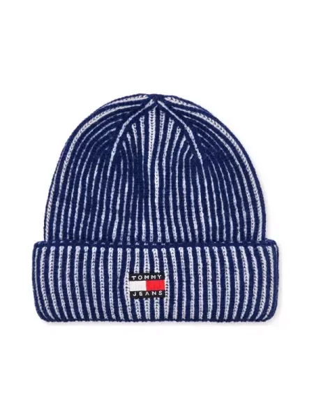 Tommy Jeans Căciulă HERITAGE cu adaos de lână albastru