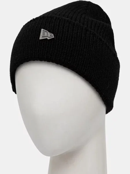 Шерстяная широкая шапка New Era черная