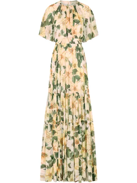 Rochie maxi Dolce & Gabbana cu model floral cu imagine galben