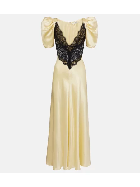 Rochie Rodarte de mătase galben