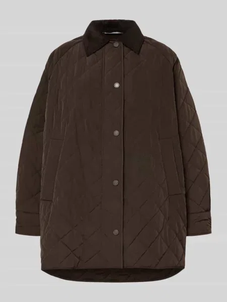 Płaszcz pikowany o kroju oversized z kołnierzem sztruksowym model PEPATO' Weekend Max Mara brązowy