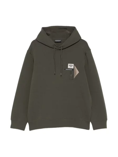 Bluza z kapturem Emporio Armani z kapturem ze sznurkiem zielona