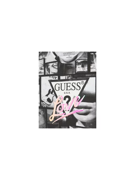 Guess Marškinėliai Juoda Regular Fit balta