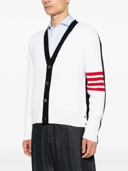 Cardigan Thom Browne tricotate alb