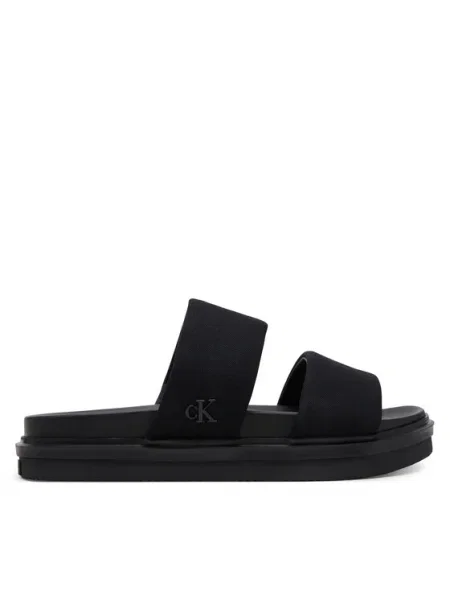 Calvin Klein Jeans Papucs Flat Molded Dbl Bar Sandal Cv fekete