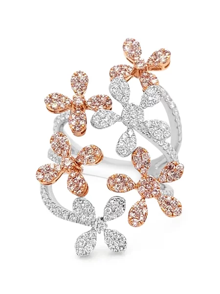 Diamant inel Hyt Jewelry cu model floral argintiu