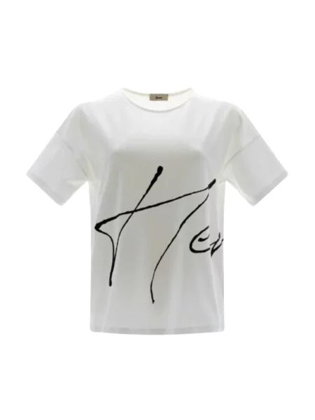 Koszulka Herno z nadrukiem z krótkim rękawem biała