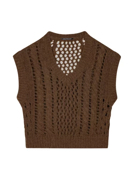 Sweter Luisa Cerano z dekoltem w serek brązowy