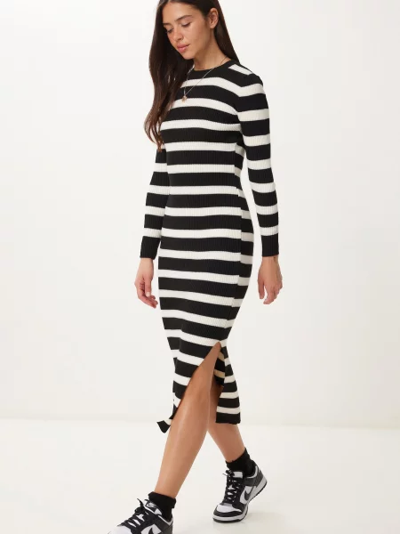 Happiness İstanbul Rochie tricotat negru alb