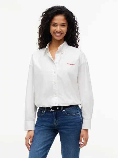Tommy Jeans Blúzka jasne červená biela