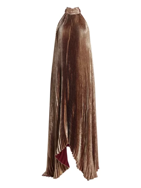 Rochie L'idée cu gât halter auriu