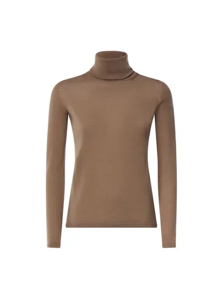 Sweter z golfem Max Mara wełniany brązowy