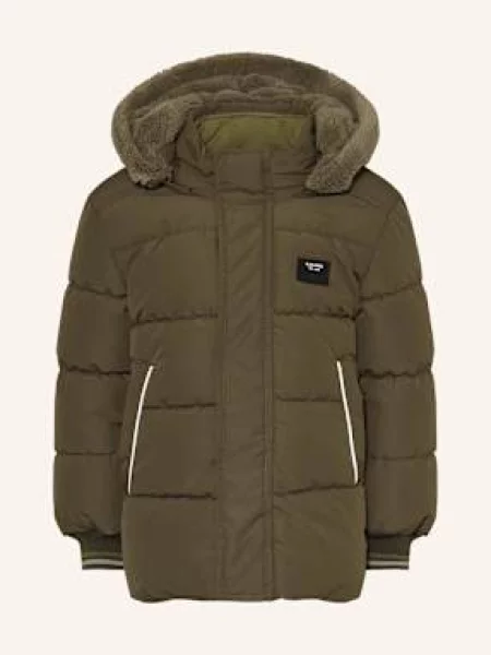 S.Oliver Red Prošívaná Bunda S Odnímatelnou Kapucí zelená hnědá