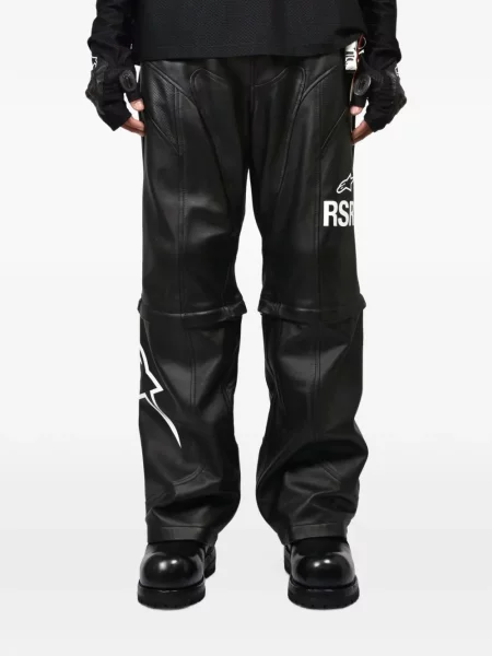 Pantaloni Alpinestars din piele cu imagine negru