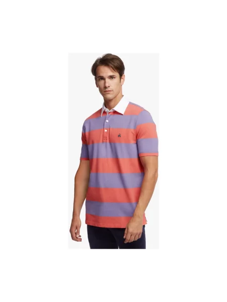 Koszulka polo Brooks Brothers w paski ze stretchu z paskiem