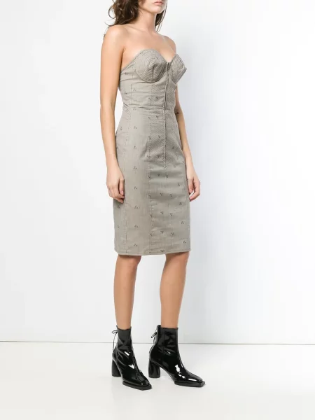 Pruhované oblekové šaty Jean Paul Gaultier Pre-owned hnědé