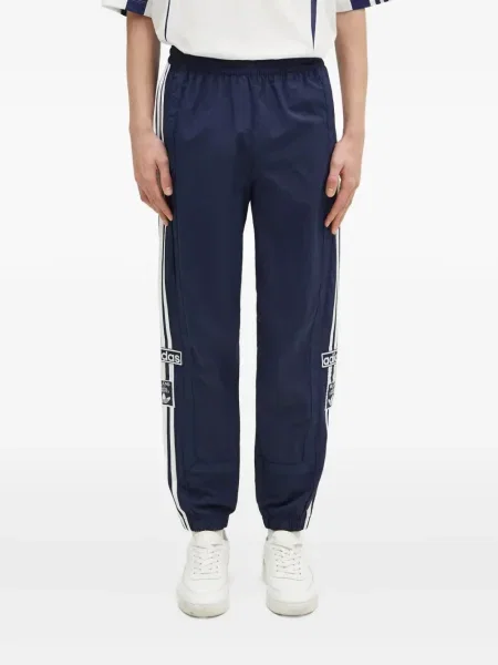 Pantaloni palazzo Adidas cu dungi plisat cu imagine albastru