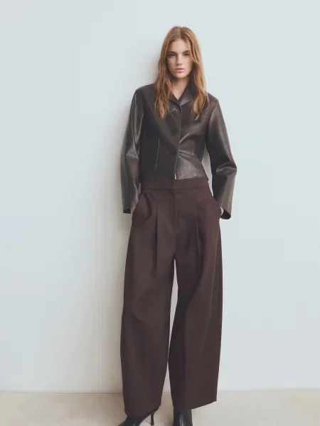 Шкіряна куртка MANGO темно-коричневий коричнева