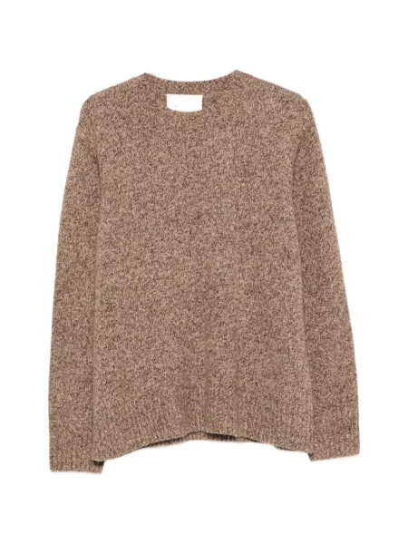 Pulover Soft Goat melange cu decolteu rotund maro
