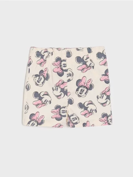Sinsay Džínové kraťasy Minnie Mouse krémová