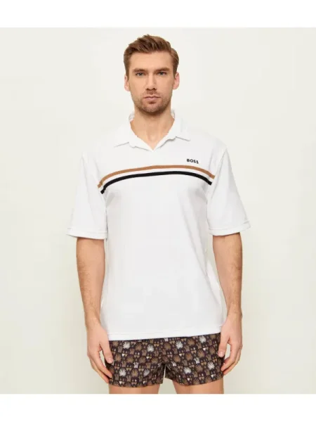 BOSS BLACK Polo Iconic frotir alb