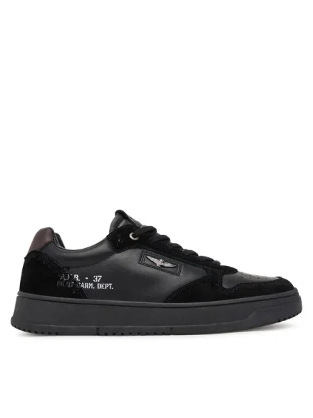 Кожени маратонки Aeronautica Militare SNEAKERS мъжки черно