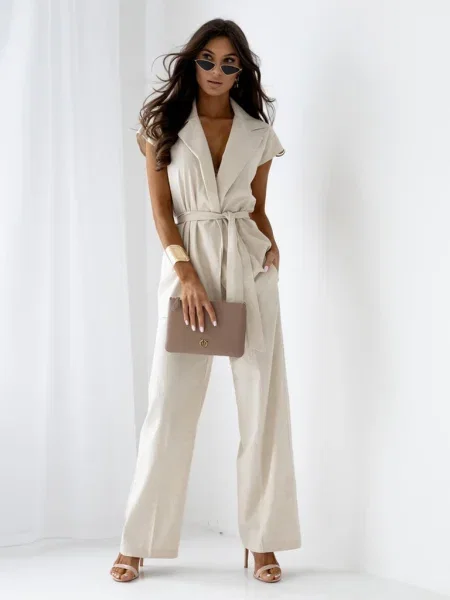 Salopetă Resti cu decolteu în V bej