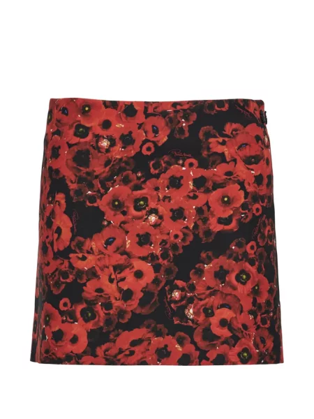 Fusta mini Roberto Cavalli cu model floral cu imagine roșu