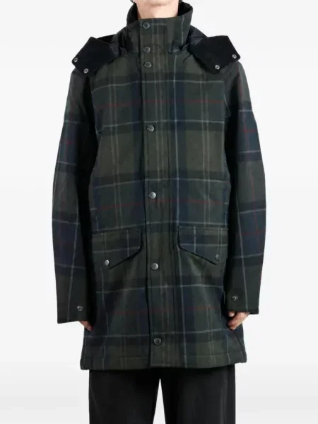 Geacă Barbour în carouri cu glugă verde