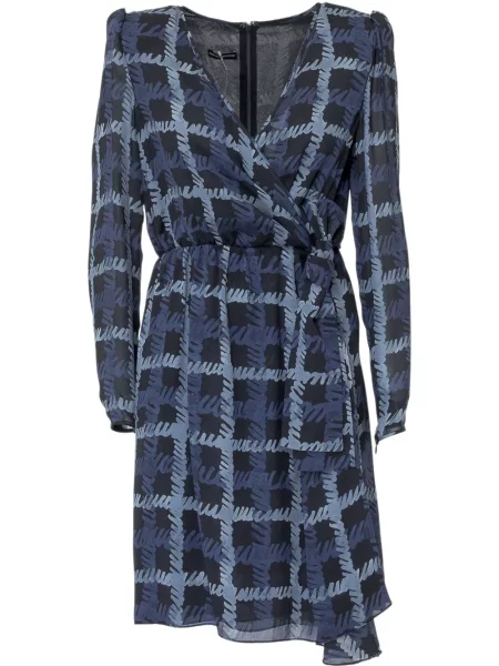 Rochie Emporio Armani în carouri de costum albastru