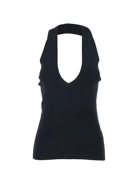 Dzianinowa bluzka Federica Tosi z dekoltem halter czarna