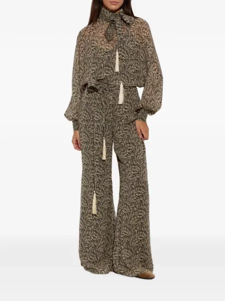 Pantaloni Zimmermann cu model floral cu imagine gri