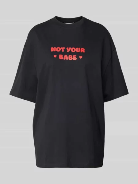 T-shirt o kroju oversized z nadrukowanym napisem Review czarna