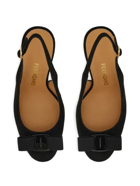 Pantofi cu toc Ferragamo cu funde slingback negru