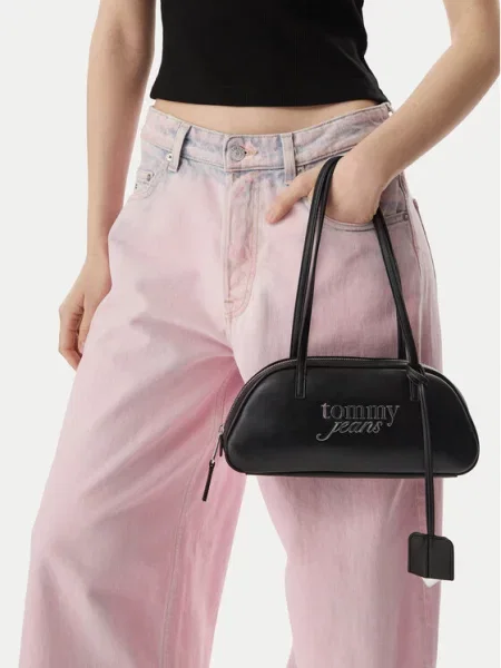 Tommy Jeans Torba za na rame / srebro crna