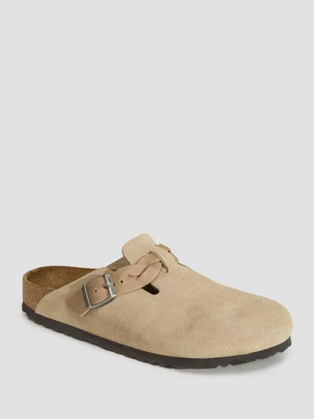 Klapki Birkenstock plecione zamszowe brązowe