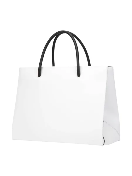 Shopperka Moschino skórzana z nadrukiem biała