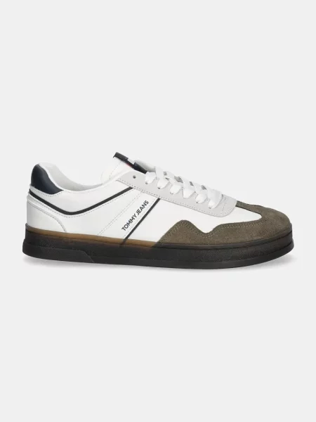 Sneakersy Tommy Jeans skórzane retro beżowe