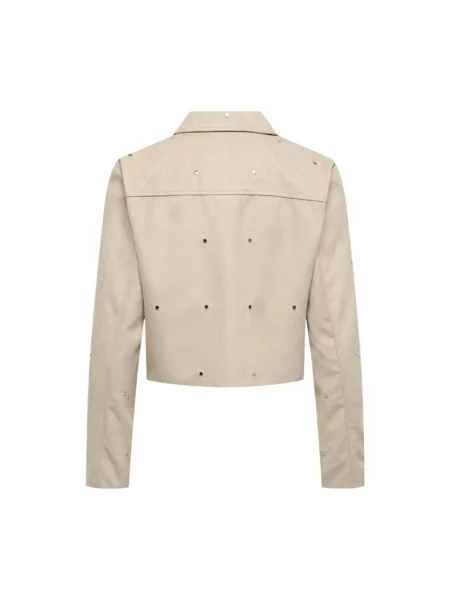 Krótka kurtka Jacqueline De Yong z długim rękawem beżowa