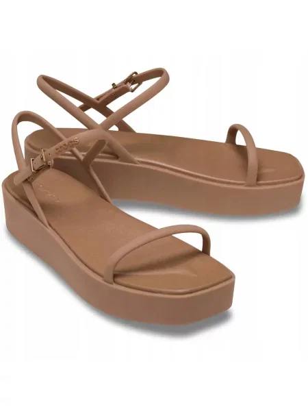 Crocs Sandały Miami Platform Y-Strap Sandal brązowe