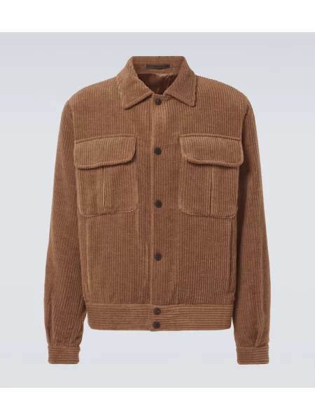 Jakna Giorgio Armani iz rebrastega žameta rjava