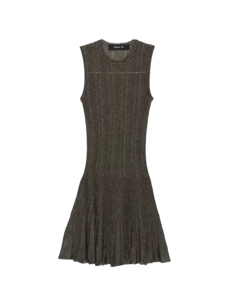 Rochie mini Federica Tosi fără mâneci tricotate maro