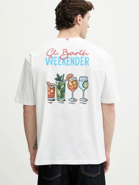 Saint Barth tricou pentru bărbați din alb