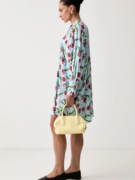 Kenzo rochie evazată din vâscoză albastru