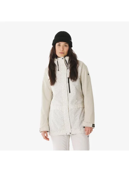 Kurtka narciarska i snowboardowa Quechua long beżowa