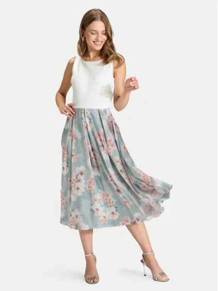 SWING Koktejl obleka opal / pastelno / roza / bela modra