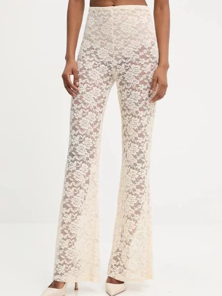 Answear Lab spodnie dzwony high waist beżowy