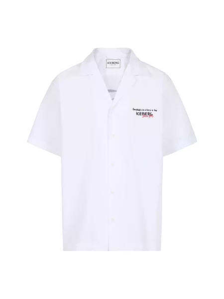 Koszula z krótkim rękawem Iceberg popelinowa biała